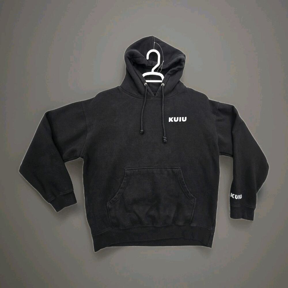 KUIU Hoodie Mens Large Black Pullover Fleece Sweatshirt Hunting Graphic Logo EUC